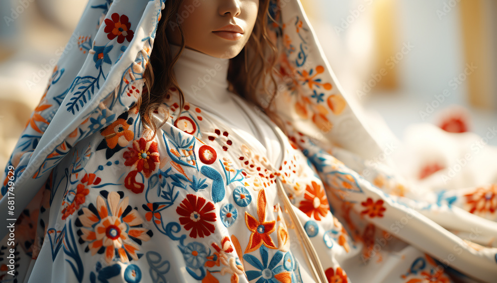 Young woman in fashionable dress looking at camera outdoors generated by AI Young woman in fashionable dress looking at camera outdoors generated by AI