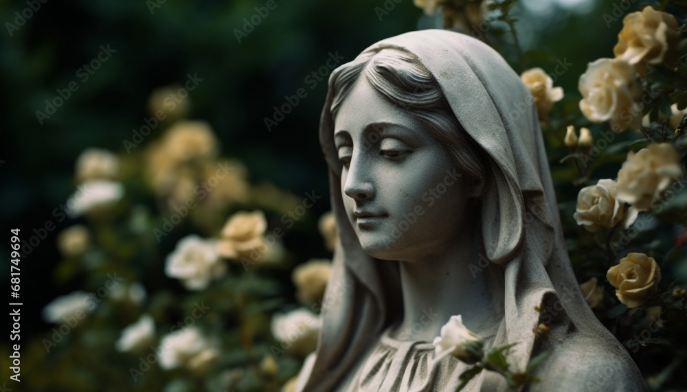 Christianity symbol of love a statue of praying mother generated by AI
