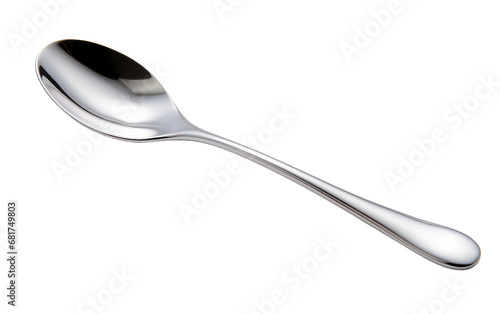 Gorgeous Silver Color Steel Coffee Spoon Isolated on Transparent Background PNG.