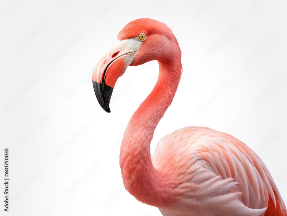 Obraz premium Flamingo Studio Shot Isolated on Clear White Background, Generative AI