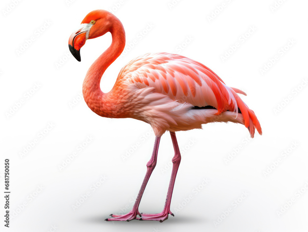 Fototapeta premium Flamingo Studio Shot Isolated on Clear White Background, Generative AI