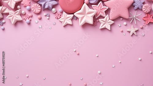 Kids clay designed frame on pink finished background imaginative make for kids