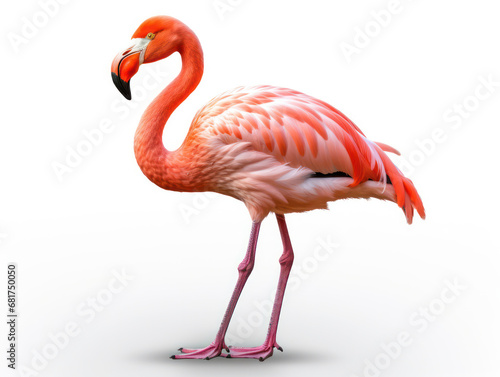 Flamingo Studio Shot Isolated on Clear White Background  Generative AI
