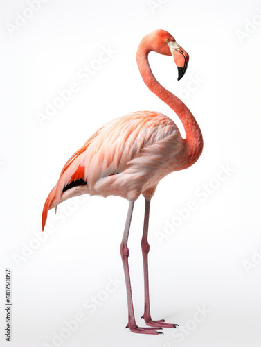 Flamingo Studio Shot Isolated on Clear White Background  Generative AI