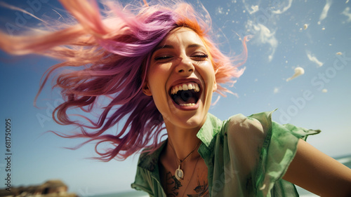 happy woman screaming on the beach © Cassia