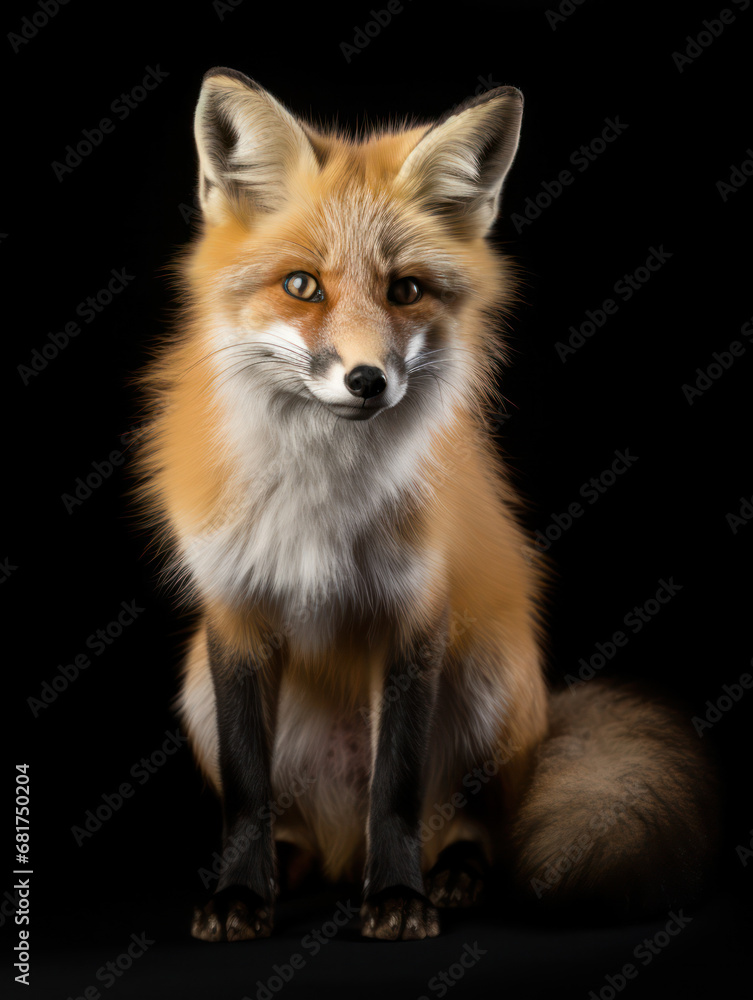 Fox Studio Shot Isolated on Clear Black Background, Generative AI Fox Studio Shot Isolated on Clear Black Background, Generative AI