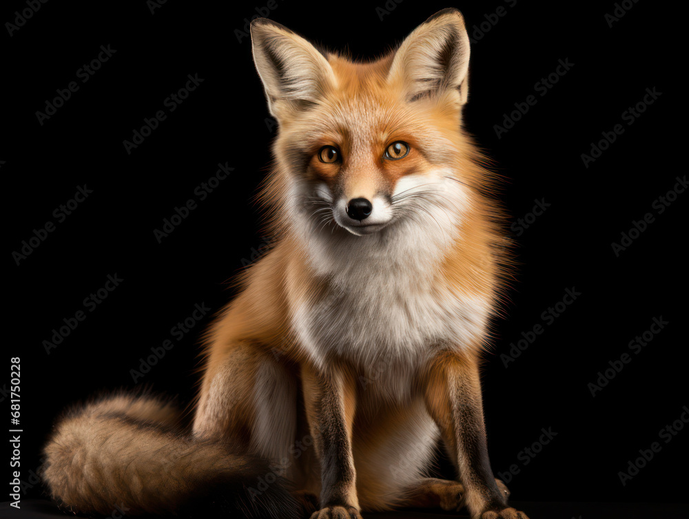 Fototapeta premium Fox Studio Shot Isolated on Clear Black Background, Generative AI