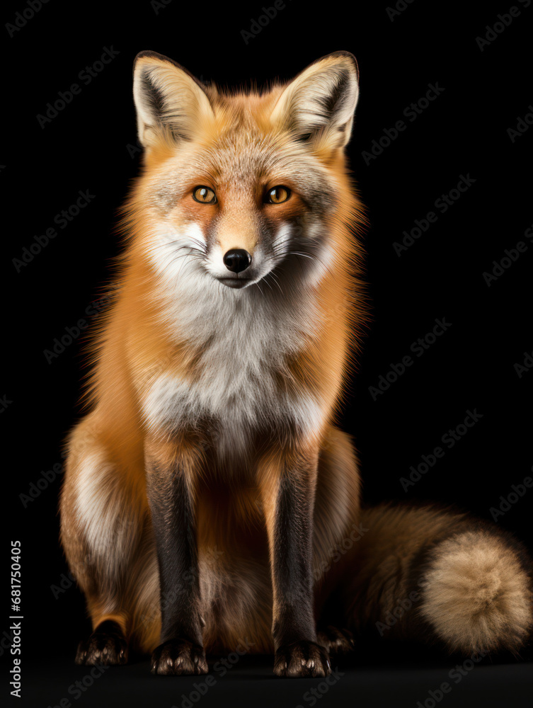 Fox Studio Shot Isolated on Clear Black Background, Generative AI Fox Studio Shot Isolated on Clear Black Background, Generative AI