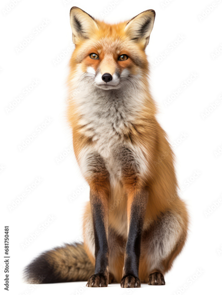 Fox Studio Shot Isolated on Clear White Background, Generative AI Fox Studio Shot Isolated on Clear White Background, Generative AI