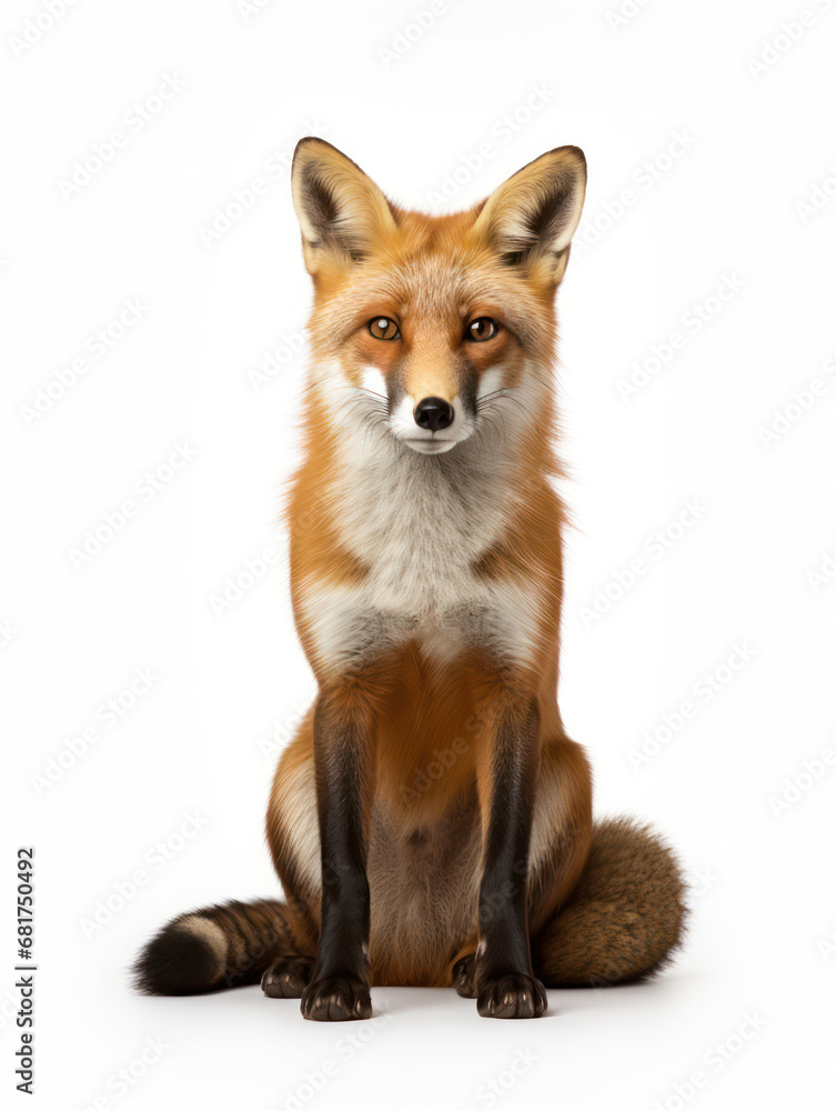 Fototapeta premium Fox Studio Shot Isolated on Clear White Background, Generative AI