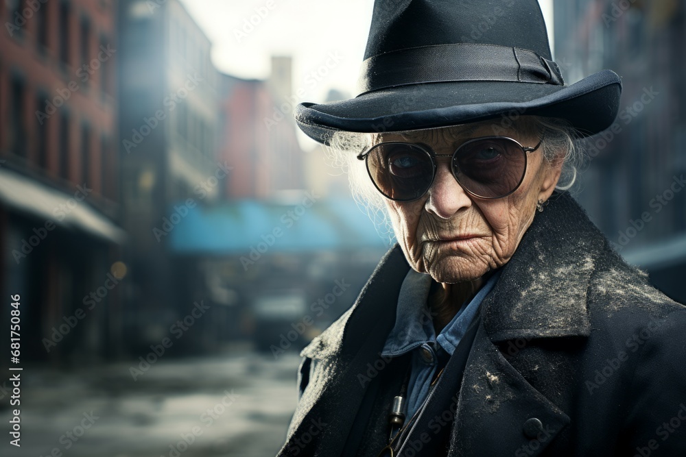 Expressive Gangster old woman art. Dark mystery. Generate Ai Expressive Gangster old woman art. Dark mystery. Generate Ai