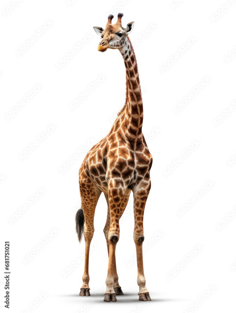 Giraffe Studio Shot Isolated on Clear White Background, Generative AI