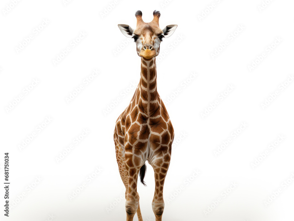 Obraz premium Giraffe Studio Shot Isolated on Clear White Background, Generative AI