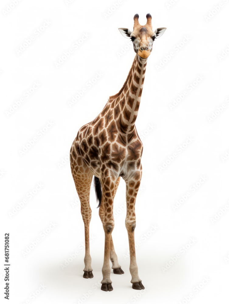 Giraffe Studio Shot Isolated on Clear White Background, Generative AI