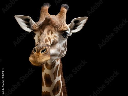 Giraffe Studio Shot Isolated on Clear Black Background  Generative AI