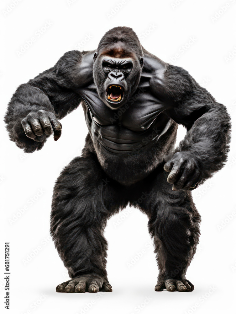 Gorilla Studio Shot Isolated on Clear White Background, Generative AI Gorilla Studio Shot Isolated on Clear White Background, Generative AI
