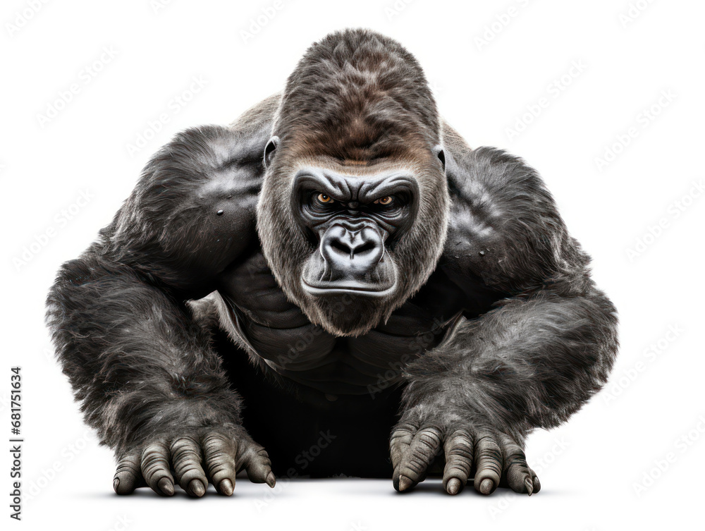 Gorilla Studio Shot Isolated on Clear White Background, Generative AI