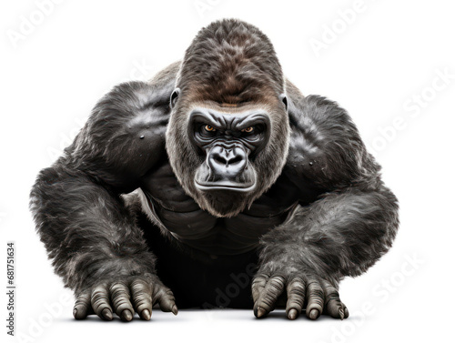 Obraz na płótnie Gorilla Studio Shot Isolated on Clear White Background, Generative AI w salonie