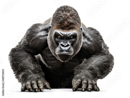 Gorilla Studio Shot Isolated on Clear White Background, Generative AI © Vig