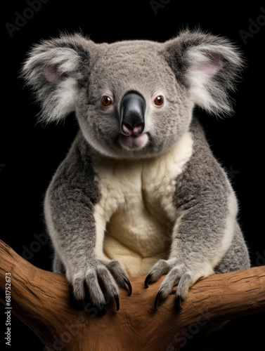 Koala Studio Shot Isolated on Clear Black Background  Generative AI