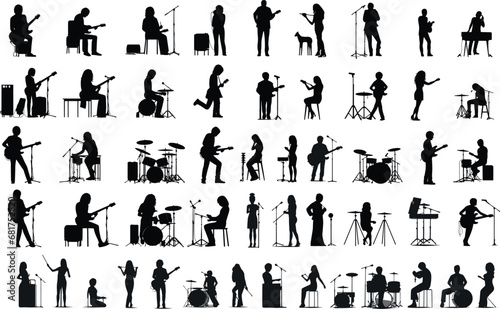 set of silhouette singer musician music group illustration rock © Redesigner