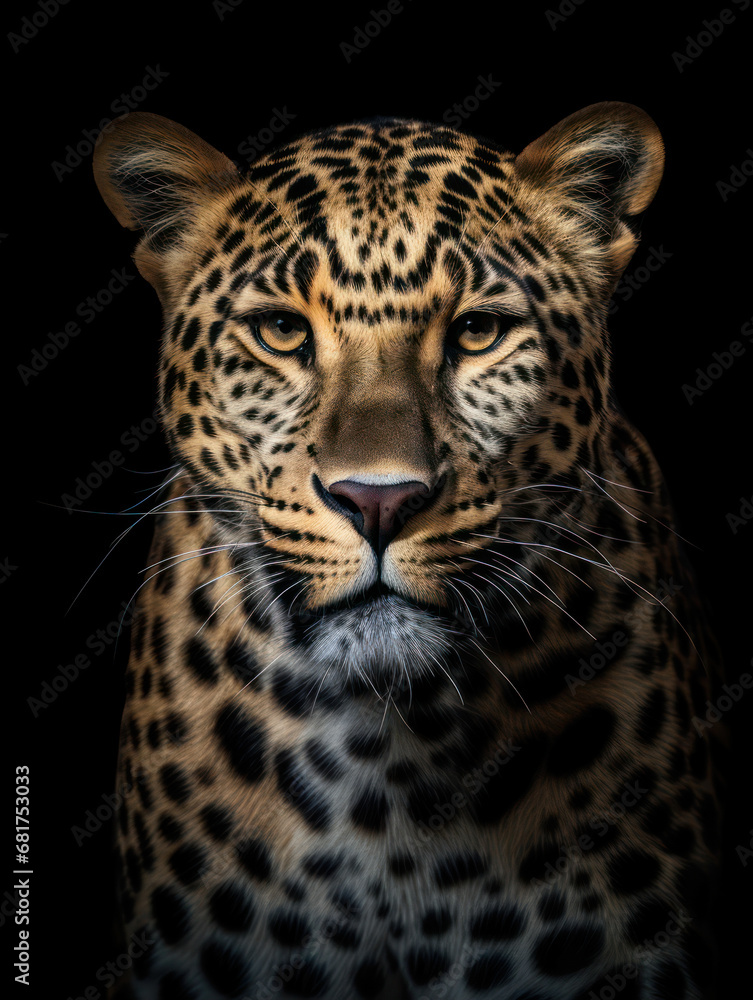 Leopard Studio Shot Isolated on Clear Black Background, Generative AI Leopard Studio Shot Isolated on Clear Black Background, Generative AI