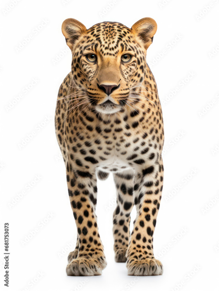 Leopard Studio Shot Isolated on Clear White Background, Generative AI Leopard Studio Shot Isolated on Clear White Background, Generative AI