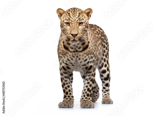 Leopard Studio Shot Isolated on Clear White Background  Generative AI