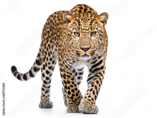 Leopard Studio Shot Isolated on Clear White Background, Generative AI