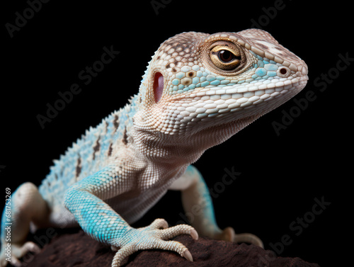 Lizard Studio Shot Isolated on Clear Black Background, Generative AI