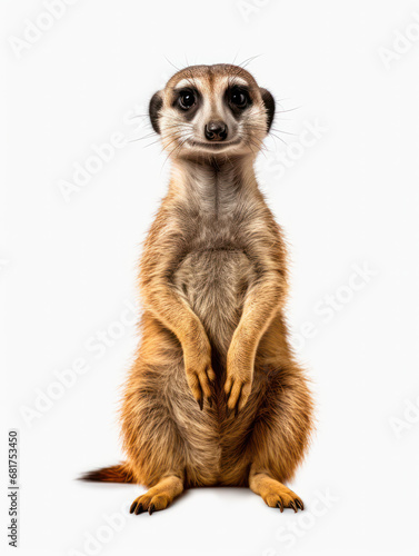Meerkat Studio Shot Isolated on Clear White Background, Generative AI