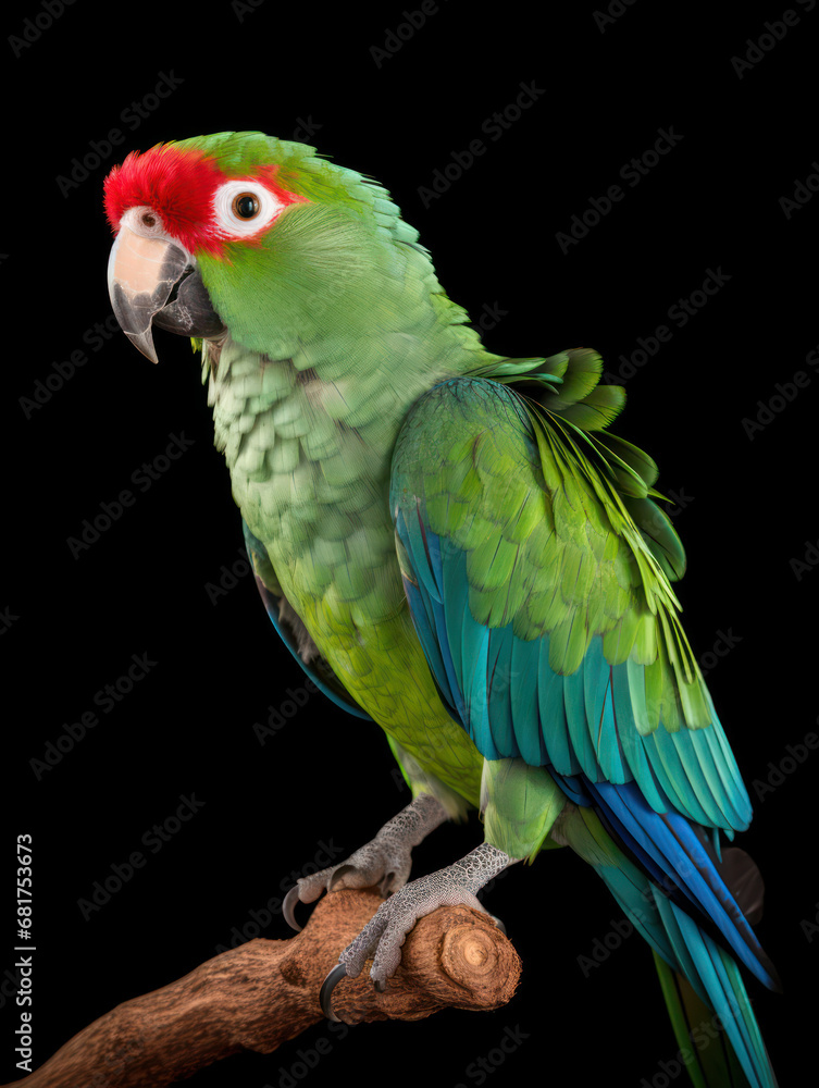 Parrot Studio Shot Isolated on Clear Black Background, Generative AI