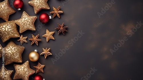 Top view decorative christmas components compositional design photo