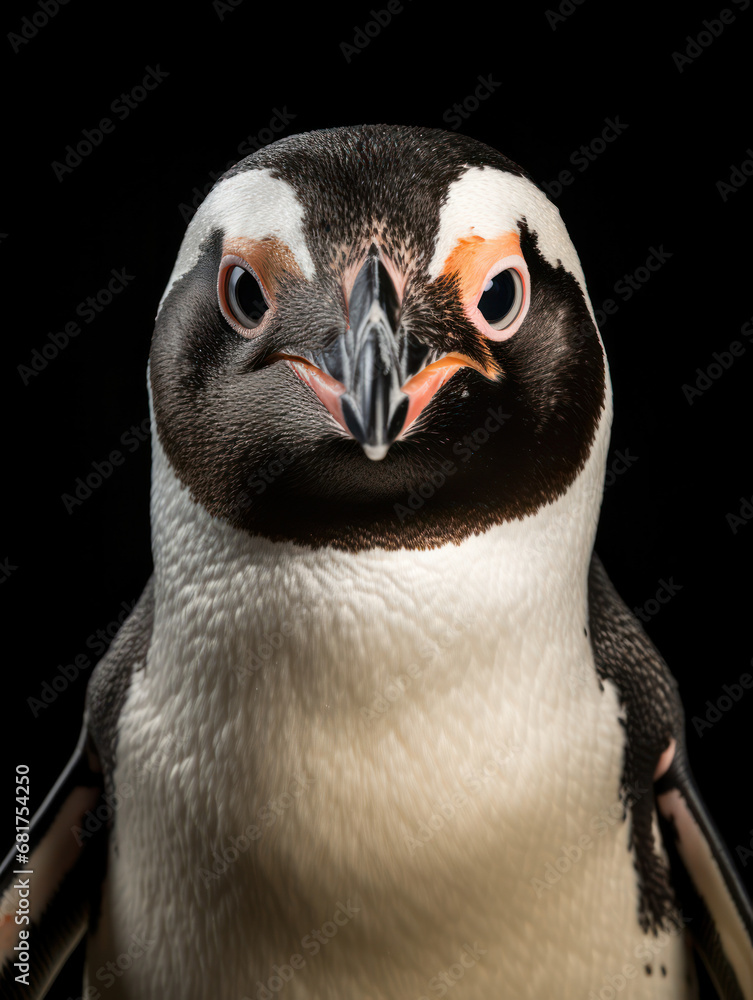 Naklejka premium Penguin Studio Shot Isolated on Clear Black Background, Generative AI