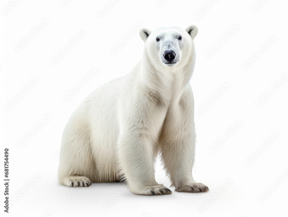Polar Bear Studio Shot Isolated on Clear White Background, Generative AI Polar Bear Studio Shot Isolated on Clear White Background, Generative AI