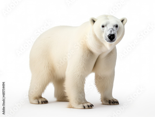 Polar Bear Studio Shot Isolated on Clear White Background  Generative AI