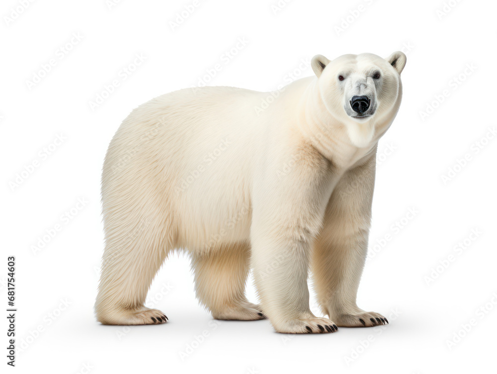 Polar Bear Studio Shot Isolated on Clear White Background, Generative AI