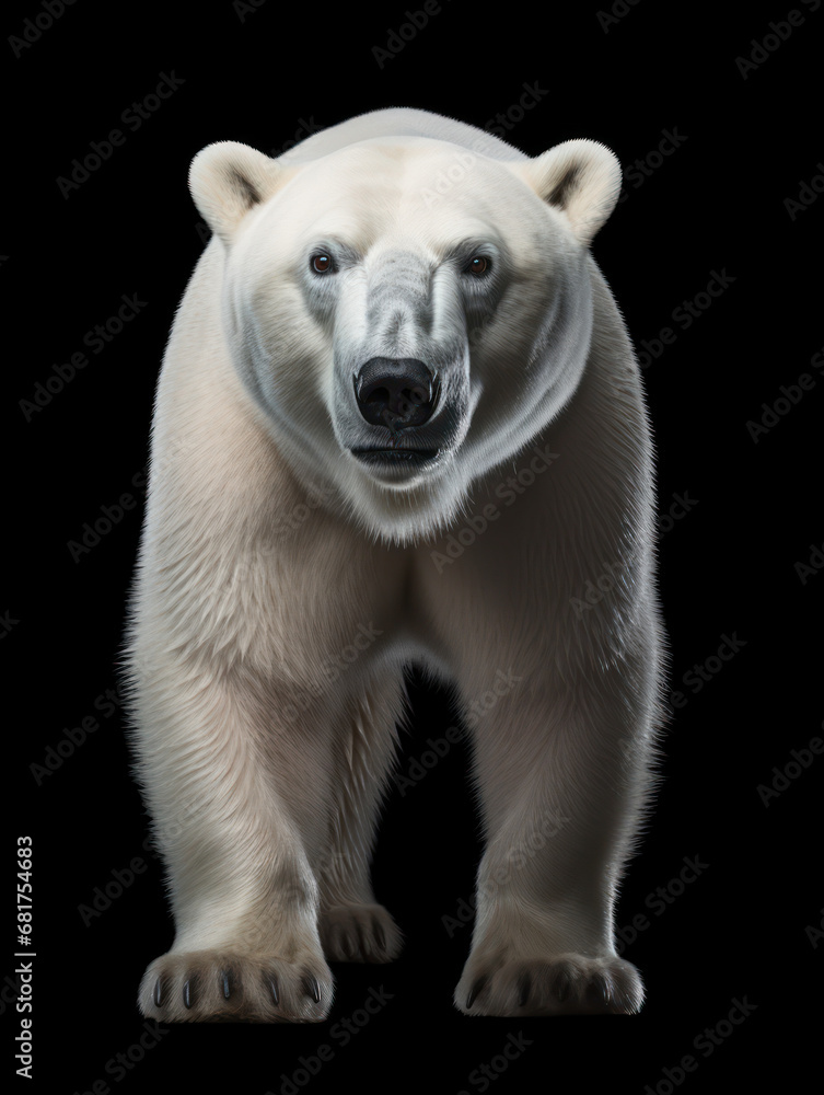Obraz premium Polar Bear Studio Shot Isolated on Clear Black Background, Generative AI