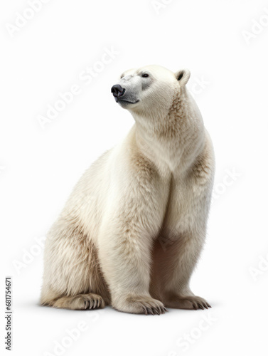 Polar Bear Studio Shot Isolated on Clear White Background, Generative AI