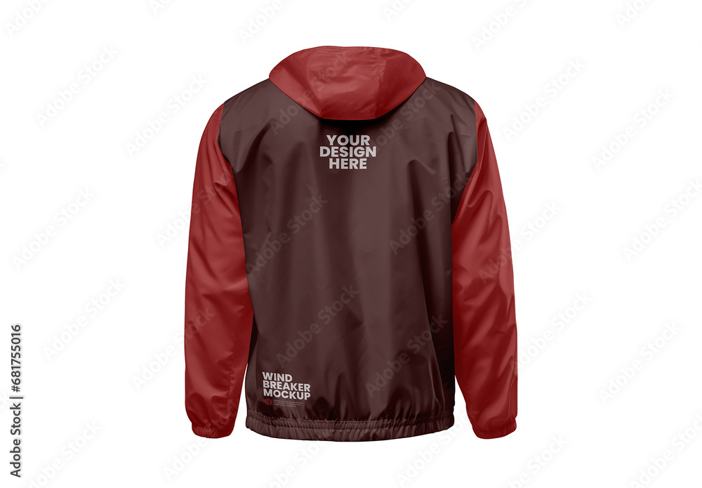 Windbreaker Jacket Mockup Back View Stock Template Adobe Stock