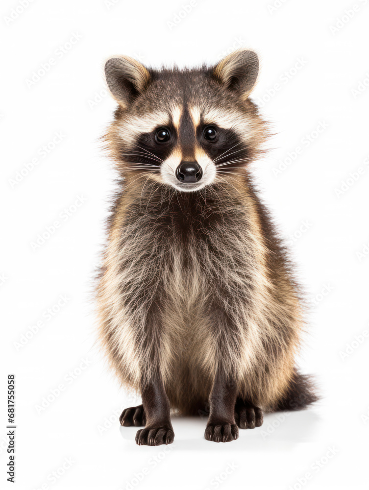 Raccoon Studio Shot Isolated on Clear White Background, Generative AI Raccoon Studio Shot Isolated on Clear White Background, Generative AI