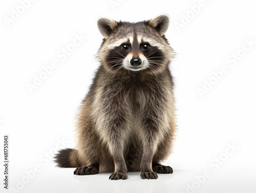 Raccoon Studio Shot Isolated on Clear White Background  Generative AI