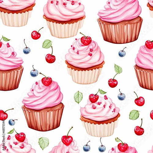 christmas themed seamless cupcake texture