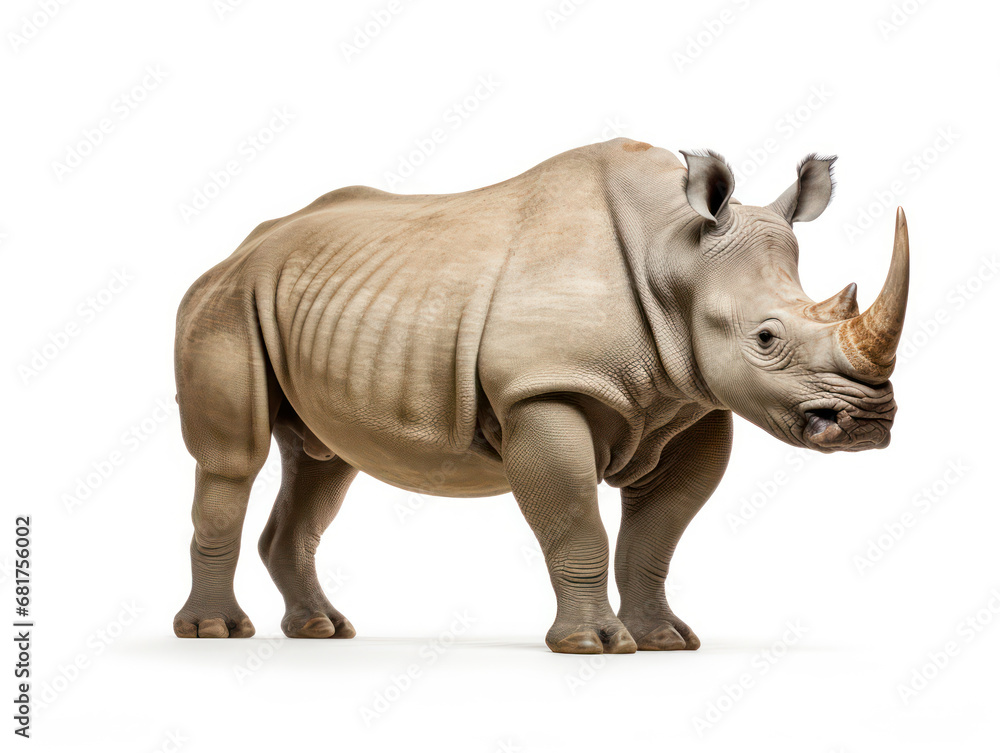 Fototapeta premium Rhino Studio Shot Isolated on Clear White Background, Generative AI