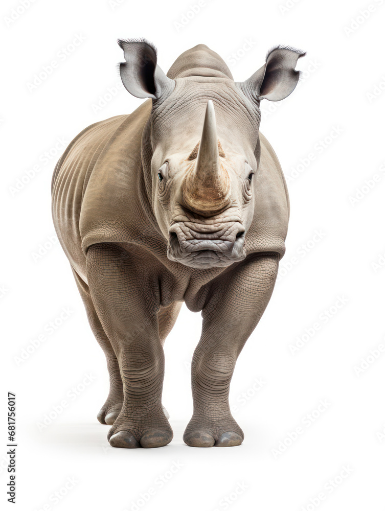 Rhino Studio Shot Isolated on Clear White Background, Generative AI Rhino Studio Shot Isolated on Clear White Background, Generative AI