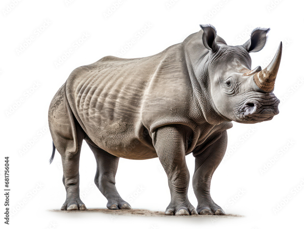 Fototapeta premium Rhino Studio Shot Isolated on Clear White Background, Generative AI