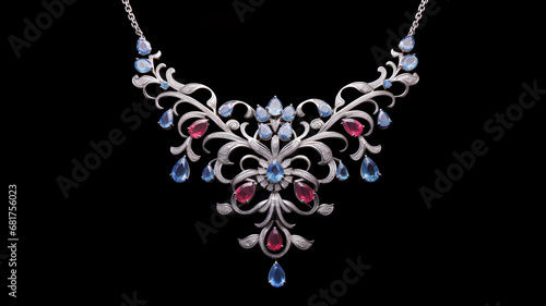 A stunning necklace adorned. AI Generative.