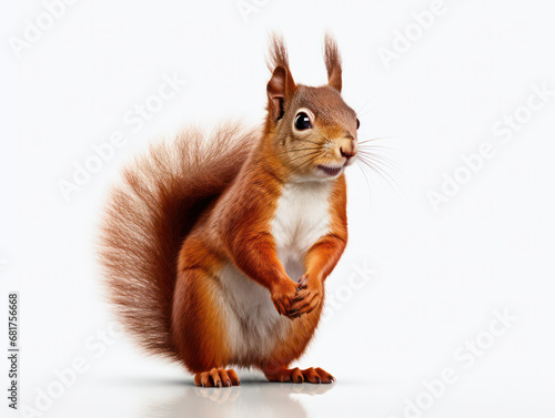 Squirrel Studio Shot Isolated on Clear White Background, Generative AI