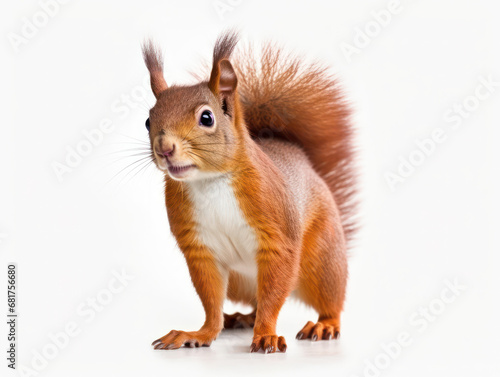 Squirrel Studio Shot Isolated on Clear White Background, Generative AI
