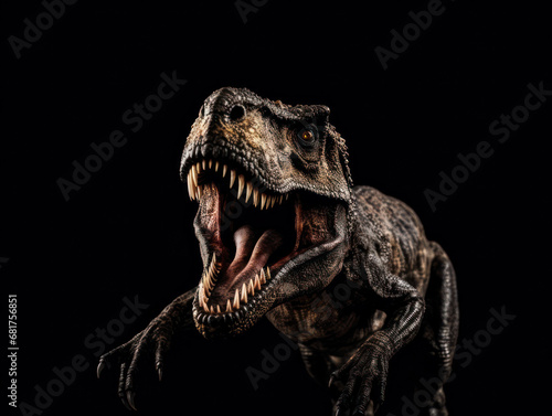 T-Rex Studio Shot Isolated on Clear Black Background, Generative AI © Vig